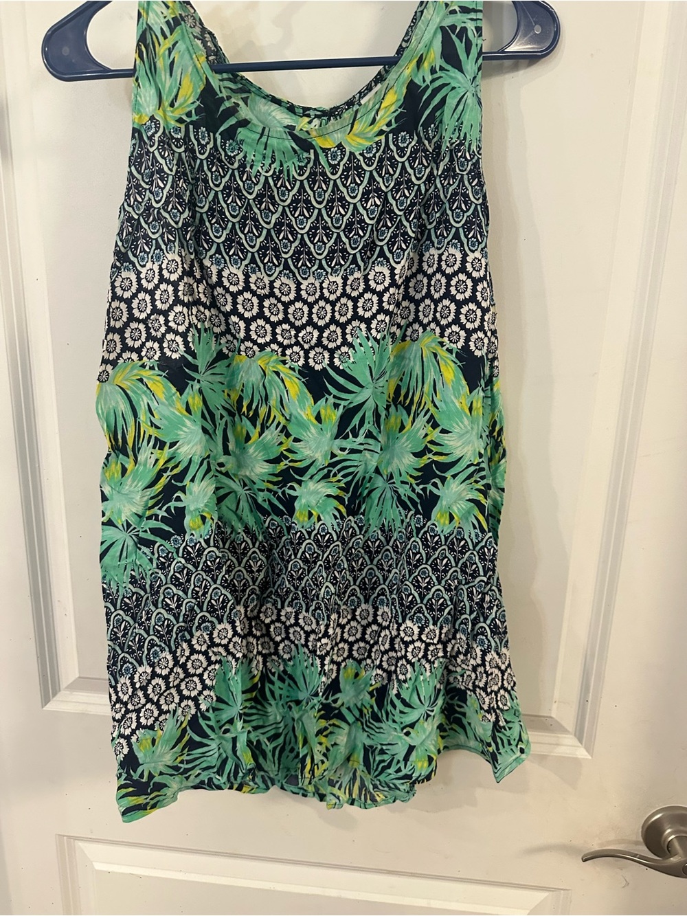 Old Navy Green and Yellow Patterned Mini Skirt